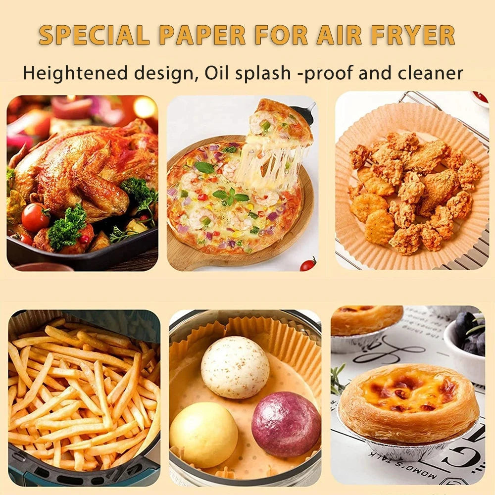 23CM Air Fryer Disposable Baking Paper Liner Non-Stick Mat Steamer Square Round Parchment for Microwave Oven Kitchen Cookers