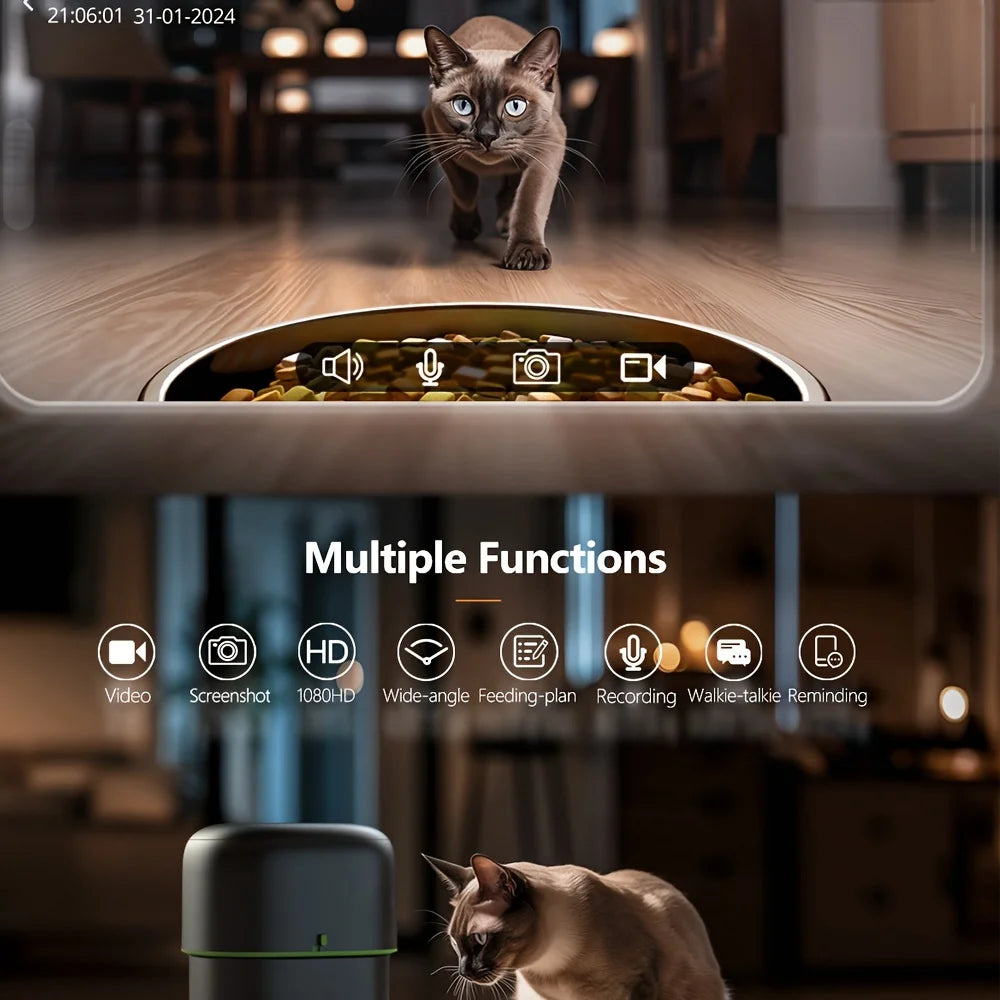 2L 5G Camera Pet Feeder Automatic Cat Smart Food Dispenser Auto Dog Slow Food WIFI Timed Quantitative Video Food Feeding Bowls