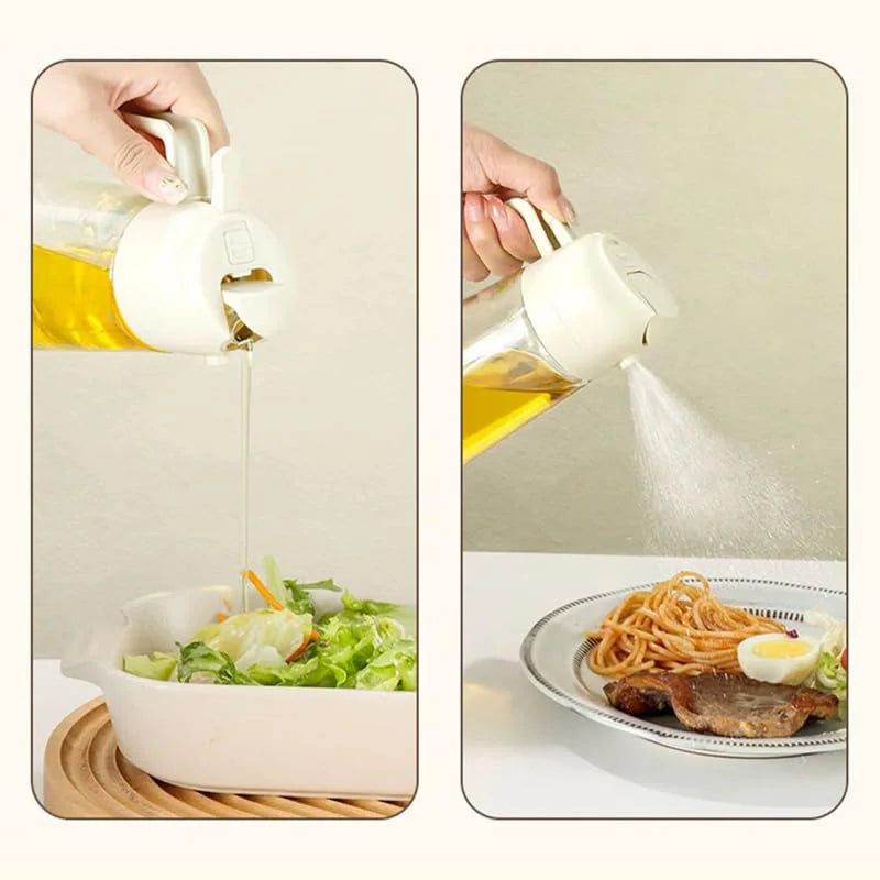 2in1 500ml Plastic Spray Oil Sprayer Bottle Spray Oil Dispenser Oil Jar Cruet BBQ Kitchen Baking Roasting Picnic Kitchen Tool