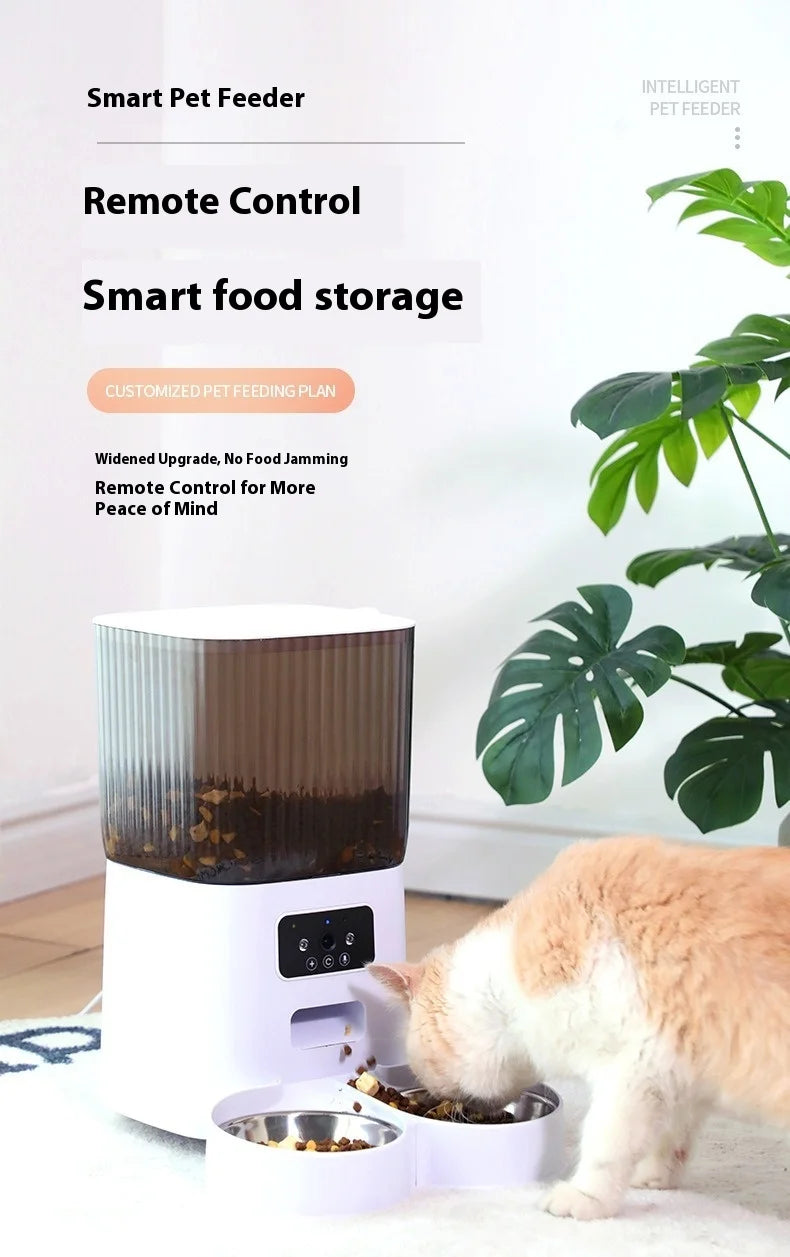 5L Smart Pet Feeder for Cats with Transparent Food Container Anti-Clog Design Auto Dispenser APP Control Large Capacity
