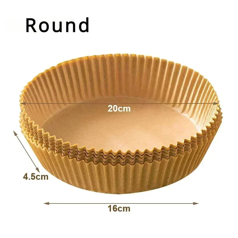 23CM Air Fryer Disposable Baking Paper Liner Non-Stick Mat Steamer Square Round Parchment for Microwave Oven Kitchen Cookers