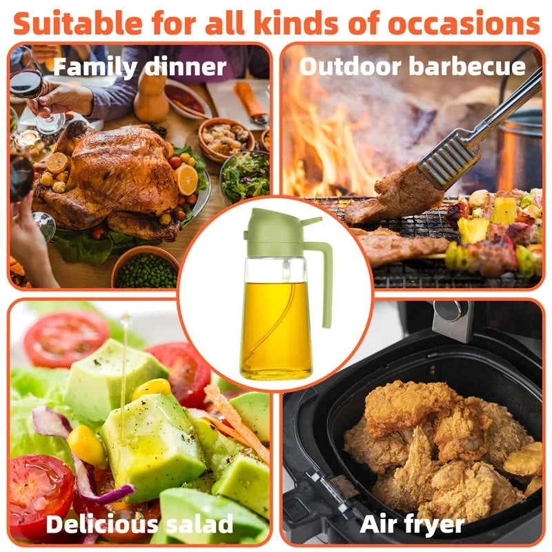2in1 500ml Plastic Spray Oil Sprayer Bottle Spray Oil Dispenser Oil Jar Cruet BBQ Kitchen Baking Roasting Picnic Kitchen Tool