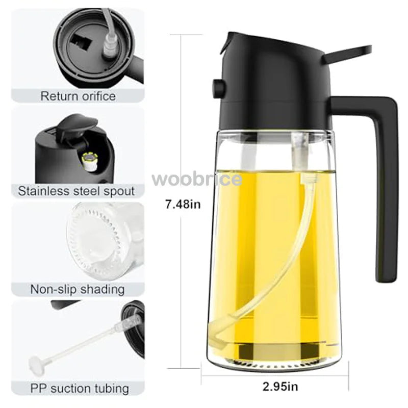 2in1 Kitchen Spray Oil Dispenser Oil Sprayer Polisher or Oil Brush for Air Fryer Salad Grilling Roasting Cooking Kitchen Acceeso
